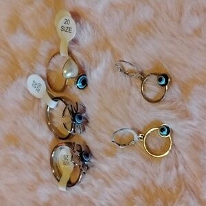 Size 20 Silver and Gold Evil Eye Rings and Earrings Set